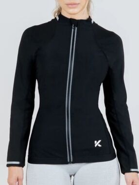 Kewlioo women's black sauna sweat zip up jacket size Medium, New in package